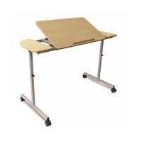 Table de lit avec roulettes, bureau d'ordinateur réglable pour lit, chariot mobile pour ordinateur portable, station de travail avec roulettes et inclinaison