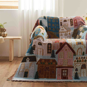 Nouvel arrivage de couverture tissée tricotée de <span class=keywords><strong>ville</strong></span> de Noël de luxe <span class=keywords><strong>tapisserie</strong></span> Camping pique-nique jeter des couvertures pour canapé-lit - Product Image 3