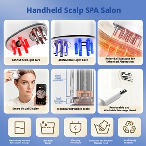 Applicateur capillaire haute définition visible avec massage à 6 rouleaux et lumière rouge et bleue pour le soin des cheveux - Product Image 2