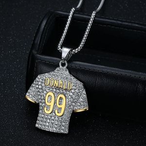 Vente chaude <span class=keywords><strong>NFL</strong></span> Football Donald 99 <span class=keywords><strong>Jersey</strong></span> Pendentif Collier pour Enfants <span class=keywords><strong>Pas</strong></span> <span class=keywords><strong>Cher</strong></span> Titane Acier Plaqué Or Diamant Clouté Hip-Hop - Product Image 5