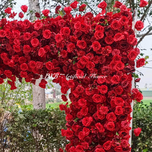 Vente en gros de décoration d'arc de mariage, fleurs d'arc rouge, décoration de mariage bordeaux - Product Image 4