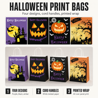Sac cadeau en papier d'Halloween avec poignée, sac à bonbons Joyeux Halloween, cadeau de fête, pour enfants, vente en gros, personnalisable