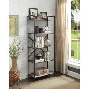 DB Itzel <b>Antique</b> Oak & Sandy Gray Finish Wall & Display <b>Bookshelf</b> - Product Image 1