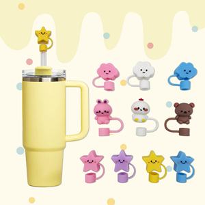 จุกปิดหลอดพลาสติกขนาด 10 มม. แบบขายส่ง รูปดอกไม้น่ารัก 3 มิติ ป้องกันฝุ่น สำหรับแก้วน้ำ อุปกรณ์เครื่องดื่ม - Product Image 1