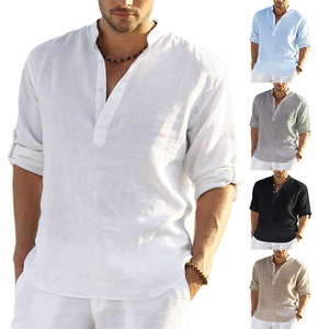 <span class=keywords><strong>Camicia</strong></span> a maniche lunghe da <span class=keywords><strong>uomo</strong></span> 200gsm in <span class=keywords><strong>lino</strong></span> <span class=keywords><strong>100</strong></span>% Oem t-Shirt con logo personalizzato <span class=keywords><strong>camicia</strong></span> con colletto Casual bianco all'ingrosso - Product Image 3