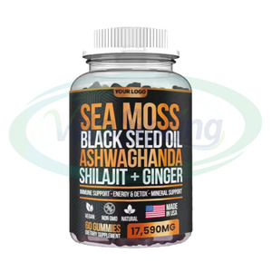 Ausreson OEM Private Label Sea Moss Black Seed Oil <b>Gummies</b> Ginger Shilajit Ashwagandha Sea Moss Lions Mane <b>Mushroom</b> <b>Gummies</b> - Product Image 1