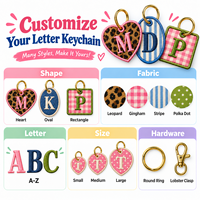 Porte-clés personnalisé brodé avec initiales, nom ou lettre, en tissu, pour sacs fourre-tout, sacs à dos, accessoires souvenirs - Vente en gros