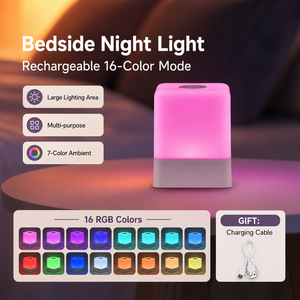 Lampe de chevet tactile rechargeable avec éclairage photo, veilleuse d'ambiance pour bébé, lampe de table protectrice des yeux, lumière de sommeil RGB pour chambre à coucher - Product Image 6