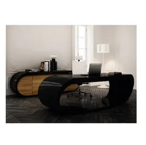 Novo mobiliário de escritório moderno e elegante e Luxuoso preto/oval mesa de escritório de design