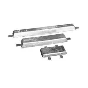 Aluminum SACRIFICAL ANODE AL-ZN-IN FOR TANKS and STEEL FLAT BAR PROTRUDING BOTH ENDS