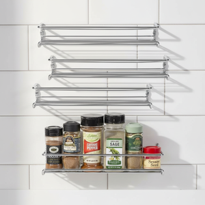 OEM/ODM Set di 4 Portaspezie da <span class=keywords><strong>Parete</strong></span> Multifunzione Non Pieghevoli in Acciaio Inox, Organizzatori Sospesi per la Casa - Product Image 1