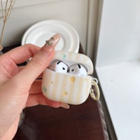 Étui Chic à Rayures et Étoiles pour AirPods 5 Pro 2, Air Pods 2 3 – Housse Souple Tendance et Adorable avec Sangle pour Écouteurs AirPods Pro 3 4