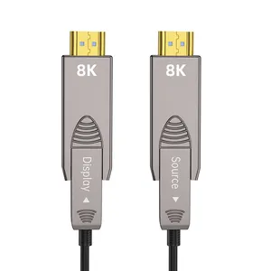 AOC kabel optik Serat HDMI mikro ke HDMI mikro 4K 10M 20m 30m 40m 50m 80m 90m 100m DF HDMI ke AM DP, AM adaptor DVI emas 4.8mm