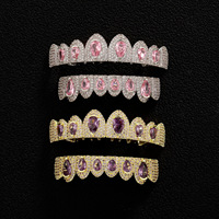 Vente flash de Noël : Grilles dentaires en zircon coloré de grande taille, bijoux de dentition tendance hip-hop pour rappeurs, vente en gros