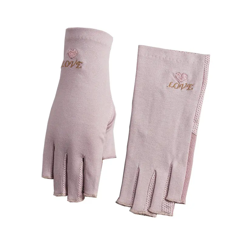 New Embroidery Manicure Half Finger Sunblock Gloves Non-slip UV Protection Driving Gloves Summer Outdoor Gloves for Women Girls