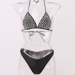 Vente en gros de maillots de bain bikini 2 pièces pour femmes avec logo personnalisé, ornés de cristaux brillants, sexy, push-up, pour les soirées, les raves et les clubs - Product Image 4
