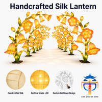 Lentera Portal Campanula Sutra Buatan Tangan Komersial Tahan Air dengan LED untuk Festival