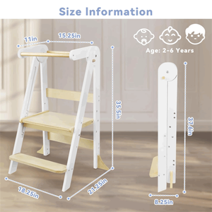 Montessori có thể gập lại Toddler Gỗ Đứng tháp trẻ em nhà bếp bằng gỗ bước Phân Helper - Product Image 2