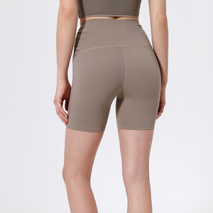 Wholesale Women's Cross Waist Ruched Biker Shorts High Waist Butt Lifting Yoga Shorts No Camel <b>Toe</b> Running Shorts Activewear - Product Image 2