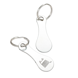 Llavero de metal con diseño de carrito de supermercado y mosquetón para carrito de compras - Product Image 1