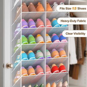 Over The Door <b>Shoe</b> Organizer 20 Pockets Breathable Mesh Foldable Hanging Rack For Closet <b>Shoes</b> Storage Behind Doors - Product Image 6