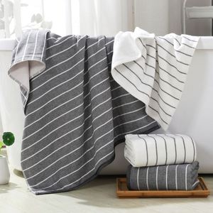 Serviettes de bain de haute qualité en gros, rayées blanches et grises, séchage rapide, légères, grande taille, 100% coton, meilleur prix - Product Image 4