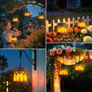 Lampes solaires <span class=keywords><strong>KOOPER</strong></span>, lot de 4, IP65 étanches, LED avec modes de flamme vacillante, décoration de jardin suspendue en extérieur, batterie incluse - Product Image 3