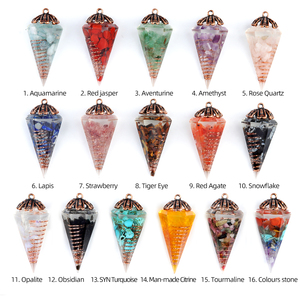 Chaîne en pierre de cristal multicolore et pendule spirituel en pierre de cuivre antique, utilisés pour la divination, la sorcellerie et l'hypnose - Product Image 5