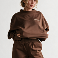 Sweat-shirt en coton tricoté doux de qualité supérieure pour femmes, col montant, avec broderie 3D imprimée, hauts décontractés d'hiver