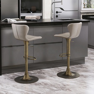 [En stock] <span class=keywords><strong>Chaise</strong></span> <span class=keywords><strong>de</strong></span> <span class=keywords><strong>bar</strong></span> en cuir <span class=keywords><strong>de</strong></span> vachette huilé et ciré, style luxe léger, usage commercial, hauteur réglable, pivotante, personnalisable, base en métal - Product Image 2