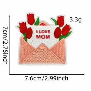 New Embroidered Iron on Happy Mother Day Mama Rose Patch for Clothing Hat Bag Decoration - Product Image 5