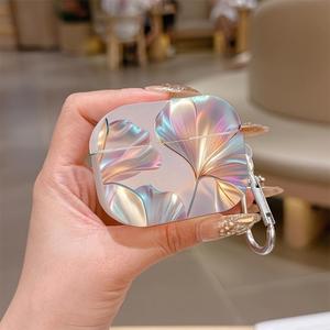 Étui pour AirPods Pro 3 en TPU avec motif de feuille de Ginkgo 3D irisé, avec mousqueton, protection intégrale pour Airpods 4/3/2/1 - Product Image 3