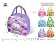 Borsa termica in tessuto non tessuto con disegno di gatto viola, chiusura con cerniera, per il pranzo e la conservazione degli alimenti. - Product Image 3