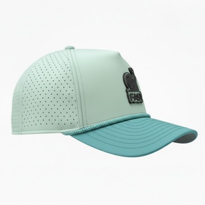 หมวกแก๊ปตาข่ายแบบกำหนดเอง OEM พร้อมโลโก้ 5 แผง ปีกโค้งเล็กน้อย แบบ Snapback ป้ายยางกันน้ำ หมวกกอล์ฟ - Product Image 2