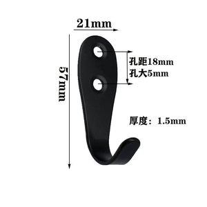 Minimalist Black Iron Wall <b>Hook</b> 40mm Length 16mm Width 5mm Hole Durable Coat <b>Hook</b> For Bathroom <b>Kitchen</b> Use - Product Image 2
