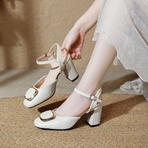 Nouvelles Arrivées - Sandales de Mariage Coréennes <span class=keywords><strong>JR</strong></span> Soft pour Femme, à Talon Carré Épais (3-6 cm), avec Boucle et Bride, Idéales pour l'Été - Product Image 1