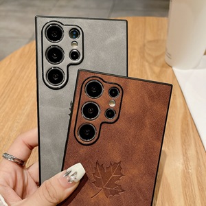 Étui de luxe en cuir PU motif feuille d'érable avec surpiqûres pour <span class=keywords><strong>Samsung</strong></span> Galaxy S26 Ultra S26 Plus S25 S24 Ultra S23 A55 A15, antichoc - Product Image 2