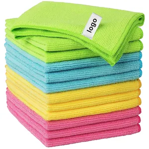 Pack 10 20 40 In 40 X 40cm 180gsm 265gsm Car Microfibre Cleaning Cloths Grey Blue Green With Your Own Logo Microfiber Towels