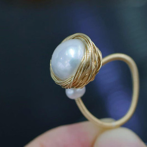 Handmade 14K Gold Filled Ring, Natural 10-11mm Edison Pearl, Ultra High Luster Smooth Skin Fine Pearl Jewelry for Women - Product Image 3