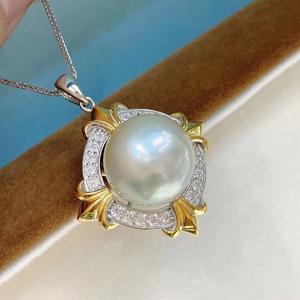 Pendentif en argent S925 avec perle naturelle de 12-13 mm, style palais, coffret cadeau d'anniversaire avec boîte cadeau incluse, vente en gros Zhuji - Product Image 3