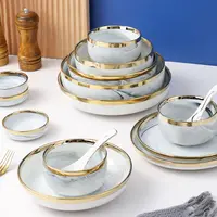 Nordic Style Golden Edge Dishes and Plates