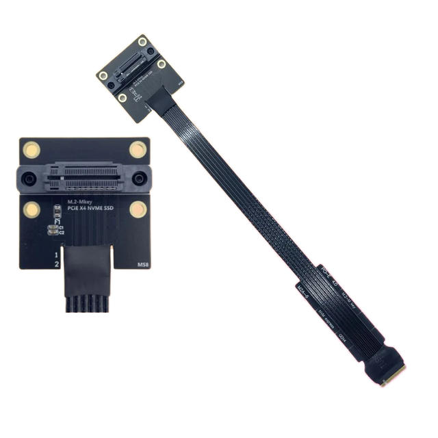 M.2 MEKY High-Speed Extension Cable for Computer PCIe 4.0 NVMe Protocol Silver-Plated Wires M.2 Vertical Socket