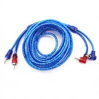 Câble audio RCA en PVC bleu transparent tressé en cuivre pur de 5 mètres, vente en gros d'usine, prise en charge 1080p pour les améliorations de systèmes audio