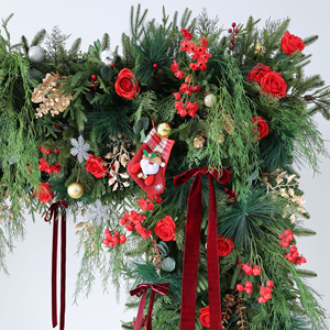 J-170 Arco Cuadrado de Flores de Seda Mixtas Cálidas para Navidad, Fondo de Boda, Arco Floral Artificial para Decoración de Escenario de Boda - Product Image 5
