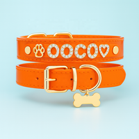 Charme de lettre ébloui personnalisé et couleur collier pour animaux de compagnie femelle accessoires pour animaux de compagnie en gros collier de chien en cuir de luxe en Pvc Bling avec strass