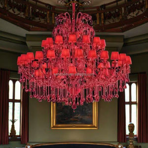 Lusso Maria Teresa lampadario di cristallo luce grandi braccia di vetro a LED per Hall Hotel di colore rosso - Product Image 5