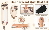 Ensemble repose-poignets pour clavier et souris avec base antidérapante en PU, support en mousse à mémoire de forme, style gaming, soulagement de la douleur, design chat mignon, taille moyenne