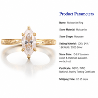 Vintage Marquise Moissanit-Ring 1,5 Karat D-Farbe VVS1 925 Sterlingsilber Plattiert 6-Krappen-Fassung Gravierter Bandring Königlicher Stil Geschnitzte Muster
