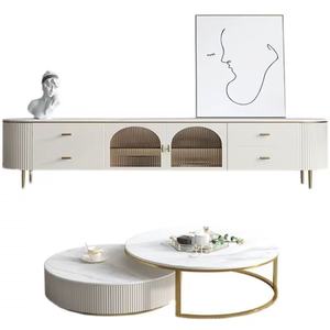 JINS Table basse de luxe de style moderne et supports de télévision en bois blanc avec support de tiroir meubles de salon de meuble de télévision - Product Image 6