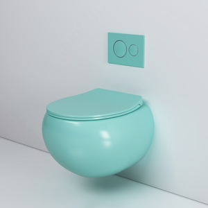 Design moderne Salle de bain Articles sanitaires muraux <span class=keywords><strong>WC</strong></span> Toilette suspendue en céramique colorée en forme d'oeuf - Product Image 5